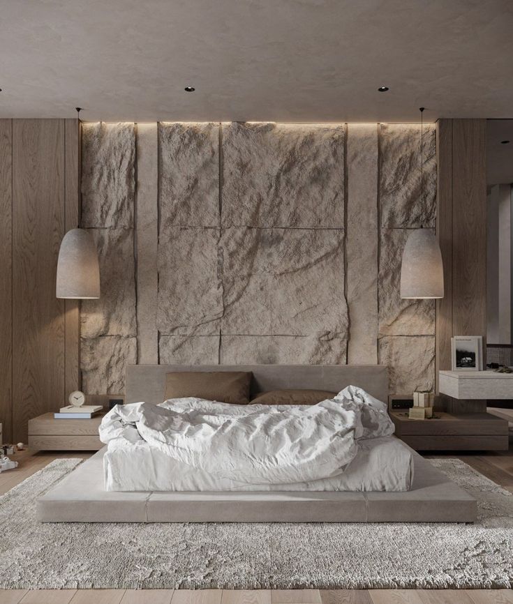 stone wall for the bedroom